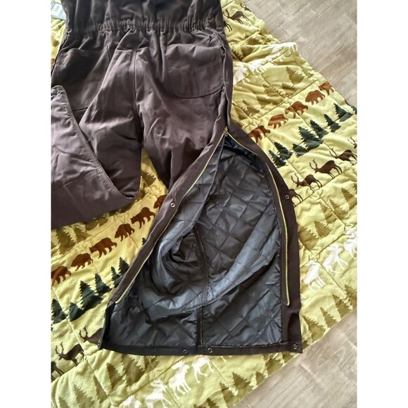 Ridgecut Mens Sanded Duck Insulated Bib Overalls 2X Dark Brown Quilted Lining - Picture 3 of 6